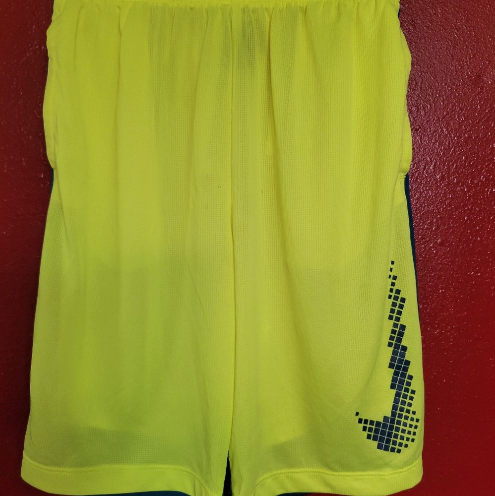 ⭐️ 3/$20 Nike: Boys' Bright Yellow and Teal Athletic Shorts: Size L - Picture 2 of 7